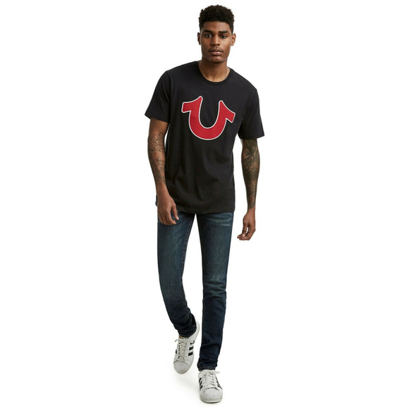 True Religion Men's Patriot U Crew Neck Tee T-Shirt in Black - Picture 3 of 3